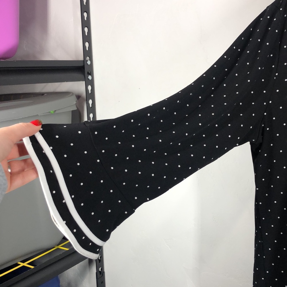 Karl Lagerfeld black and white polka dot blouse size large - Picture 5 of 10